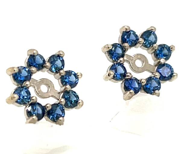 Ceylon Blue Sapphire (H)* Jacket Earrings 14KWG 1.30 ctw - Image 3