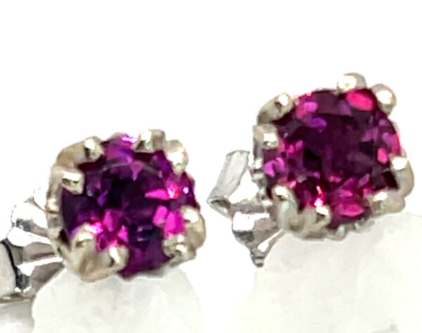 Rhodolite (N)* Stud Earrings 14KWG 1.00 ctw - Image 2