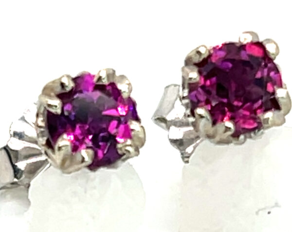 Rhodolite (N)* Stud Earrings 14KWG 1.00 ctw - Image 3