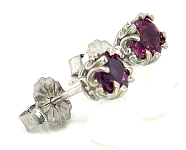 Rhodolite (N)* Stud Earrings 14KWG 1.00 ctw - Image 4