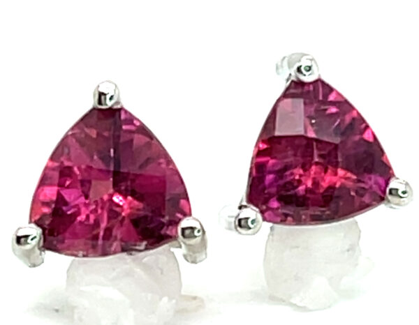 Brilliant Rubellite Tourmaline (N)* Stud Earrings 14KWG 1.75 ctw - Image 2