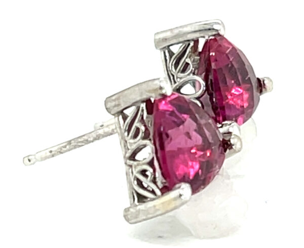 Brilliant Rubellite Tourmaline (N)* Stud Earrings 14KWG 1.75 ctw - Image 4