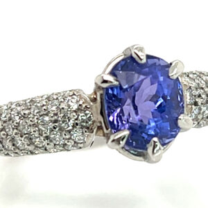 Luxurious Oval Portuguese Cut Tanzanite (H)* Pave Diamond Platinum Ring 3.09 ctw