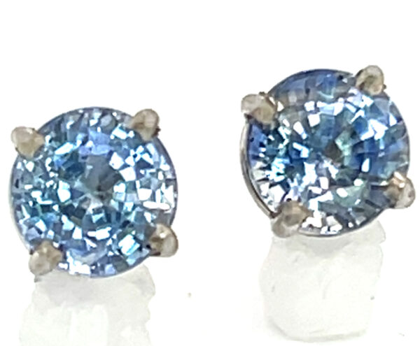 Light Blue Brilliant Sapphire (H)* Studs 14KWG 2.02 ctw