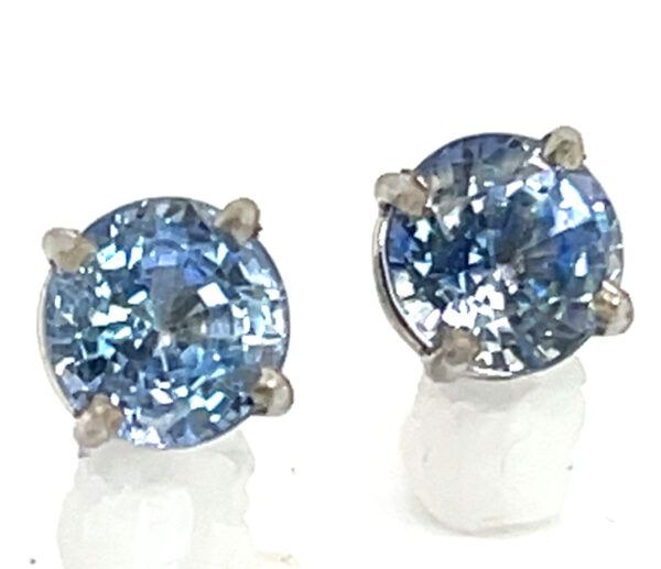 Light Blue Brilliant Sapphire (H)* Studs 14KWG 2.02 ctw - Image 4