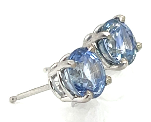 Light Blue Brilliant Sapphire (H)* Studs 14KWG 2.02 ctw - Image 6