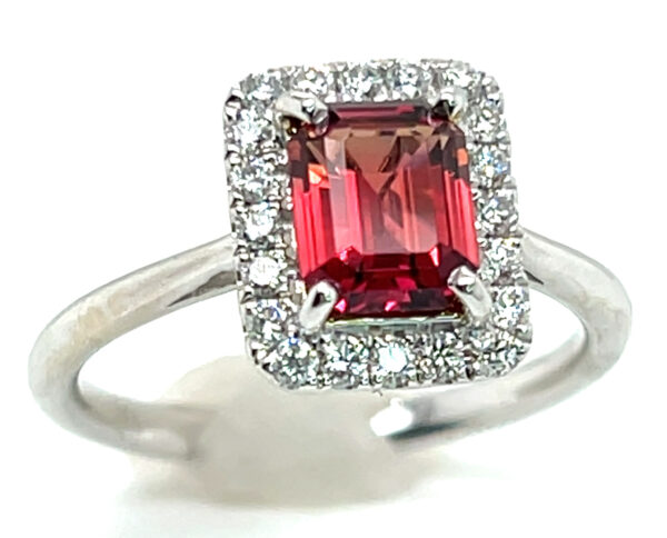 AGL Cert. RARE Unheated Red Orange Sapphire(N)*Diamond Ring 1.59 ctw