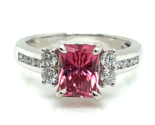 Award Winning John Dyer Faceted Pink Tourmaline (N)* Diamond Ring 14KWG 2.58 ctw