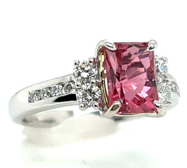 Award Winning John Dyer Faceted Pink Tourmaline (N)* Diamond Ring 14KWG 2.58 ctw - Image 3