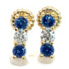 Elegant Trellis Set Ceylon Blue Sapphire (H)* Diamond Earrings 18KYG 3.09 ctw - Image 3