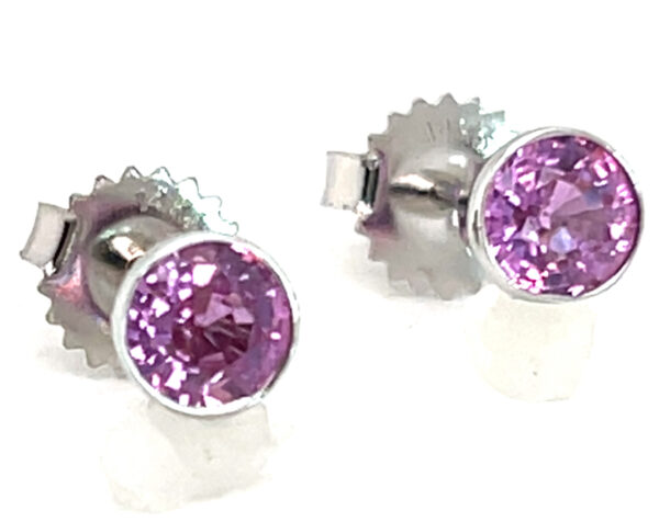 Bezel Set Pink Sapphire (H)* Studs 14KWG 1.30 ctw