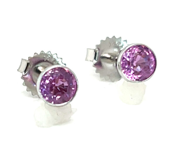 Bezel Set Pink Sapphire (H)* Studs 14KWG 1.30 ctw - Image 2