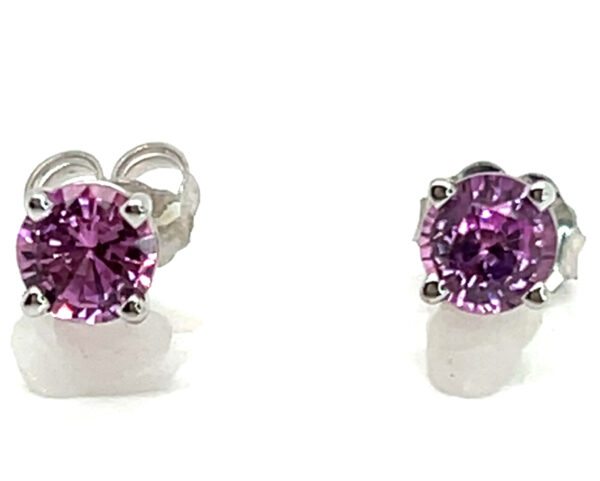 Ceylon Pink Sapphire (H)* Stud Earrings 18KWG 1.20 ctw - Image 5