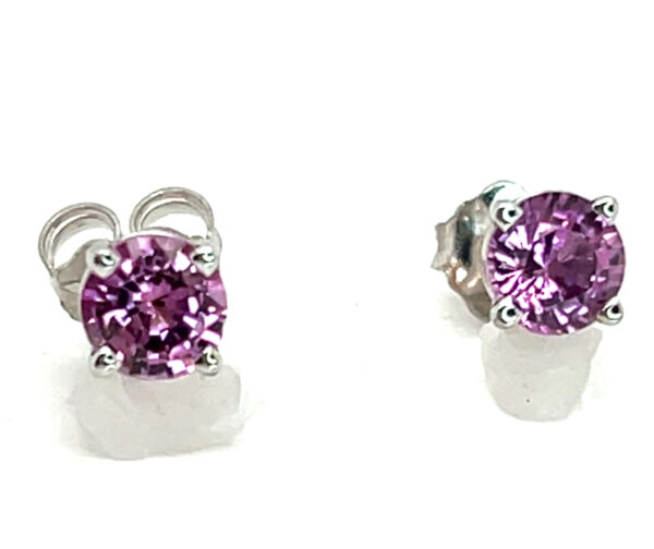 Ceylon Pink Sapphire (H)* Stud Earrings 18KWG 1.20 ctw - Image 3