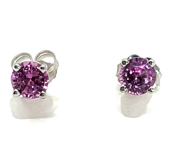 Ceylon Pink Sapphire (H)* Stud Earrings 18KWG 1.20 ctw - Image 4