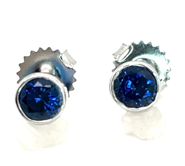 Bezel Set Ceylon Blue Sapphire (H)* Earrings 14KWG 0.80 ctw