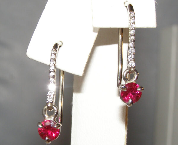 Elegant Dangle Ruby (H)* Diamond Earrings 18KWG 1.02 ctw - Image 3