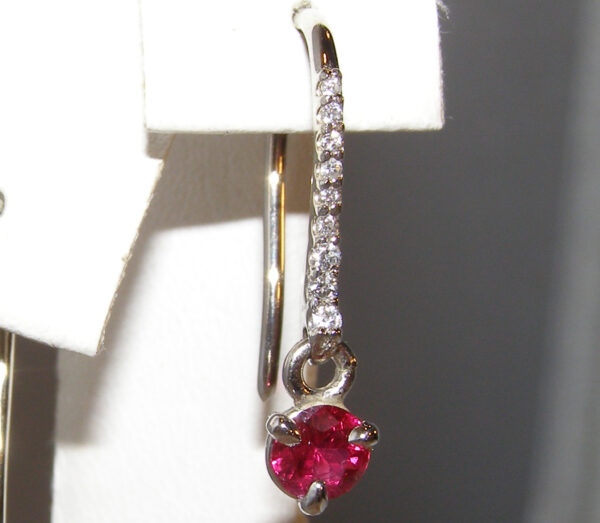 Elegant Dangle Ruby (H)* Diamond Earrings 18KWG 1.02 ctw - Image 4