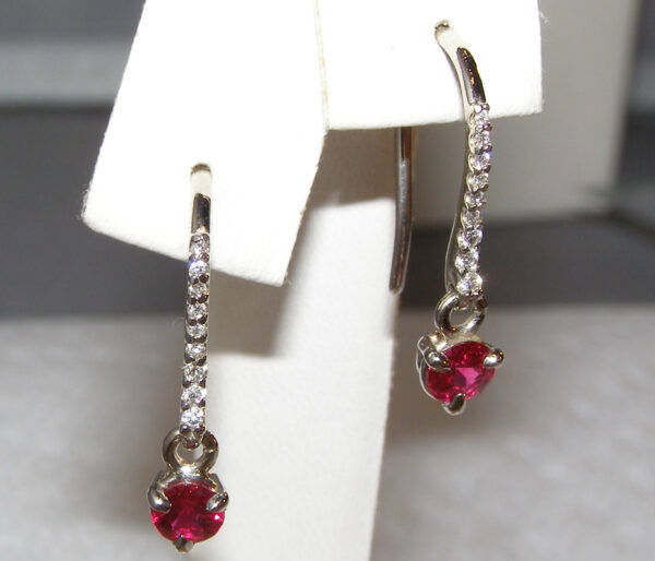 Elegant Dangle Ruby (H)* Diamond Earrings 18KWG 1.02 ctw - Image 5