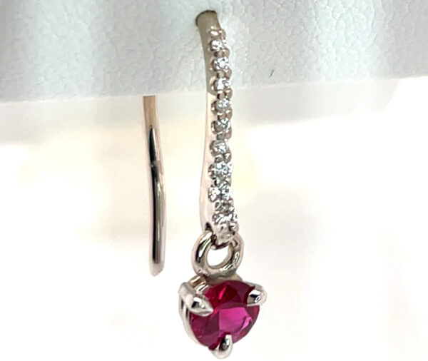 Elegant Dangle Ruby (H)* Diamond Earrings 18KWG 1.02 ctw - Image 5