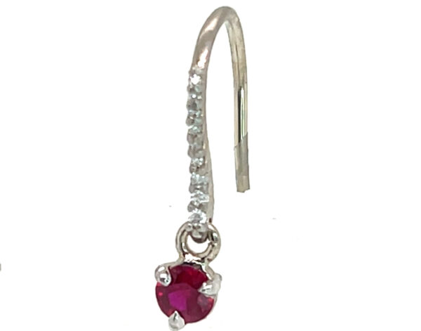 Elegant Dangle Ruby (H)* Diamond Earrings 18KWG 1.02 ctw - Image 6