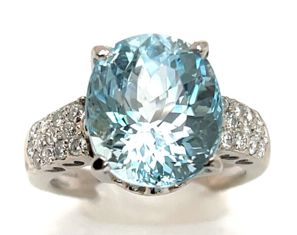 GIT Certified Paraiba Tourmaline (H)* Pave Diamond Ring 18KWG 6.30 ctw - Image 2