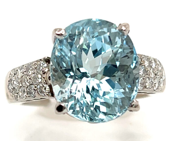 GIT Certified Paraiba Tourmaline (H)* Pave Diamond Ring 18KWG 6.30 ctw - Image 3