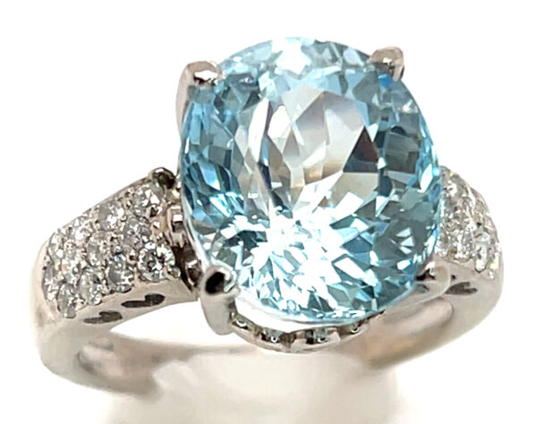 GIT Certified Paraiba Tourmaline (H)* Pave Diamond Ring 18KWG 6.30 ctw - Image 5