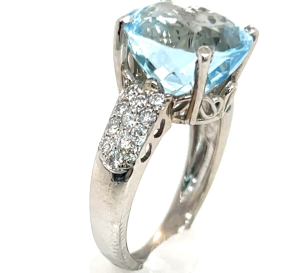 GIT Certified Paraiba Tourmaline (H)* Pave Diamond Ring 18KWG 6.30 ctw - Image 7