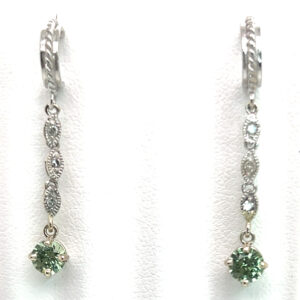 Dangle Vibrant Green Sapphire (H)* Diamond Earrings 14KWG 0.68 ctw