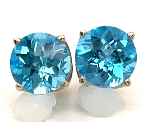 Swiss Blue Topaz (H,I)* Trellis Mounted Studs 14KWG 5.00 ctw - Image 6