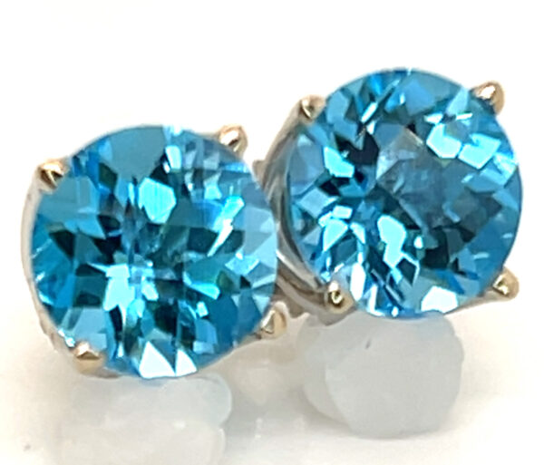 Swiss Blue Topaz (H,I)* Trellis Mounted Studs 14KWG 5.00 ctw - Image 5