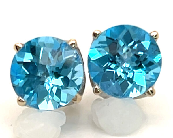 Swiss Blue Topaz (H,I)* Trellis Mounted Studs 14KWG 5.00 ctw - Image 3