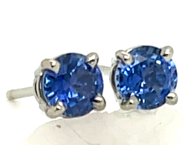 Ceylon Blue Sapphire (H)* Stud Earrings 14KWG 0.78 ctw - Image 3