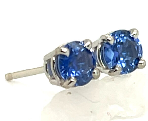 Ceylon Blue Sapphire (H)* Stud Earrings 14KWG 0.78 ctw - Image 5