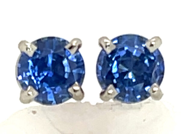 Ceylon Blue Sapphire (H)* Stud Earrings 14KWG 0.78 ctw - Image 2