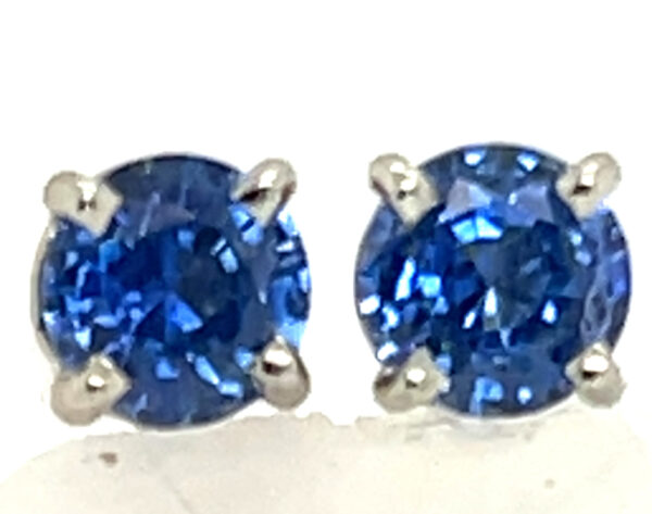 Ceylon Blue Sapphire (H)* Stud Earrings 14KWG 0.78 ctw - Image 4