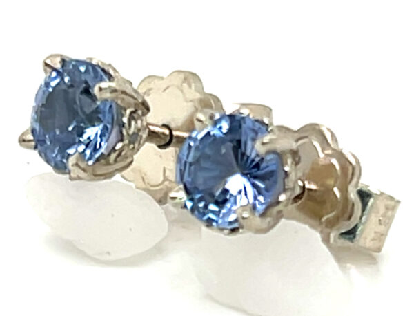 Ceylon Sapphire (H)* Stud earrings 14KWG 1.34 ctw - Image 2