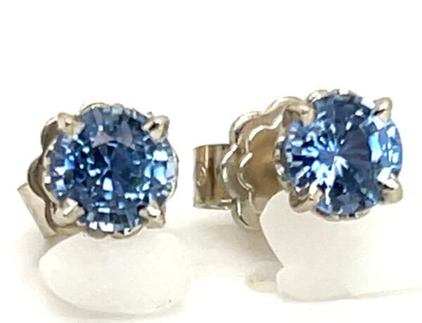 Ceylon Sapphire (H)* Stud earrings 14KWG 1.34 ctw - Image 3