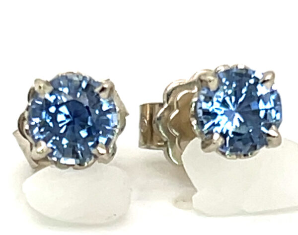 Ceylon Sapphire (H)* Stud earrings 14KWG 1.34 ctw - Image 4