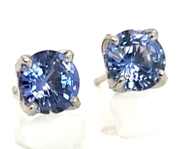 AGL Certified Brilliant Ceylon Blue Sapphire (H)* Stud Earrings 14KWG 2.02 ctw - Image 2