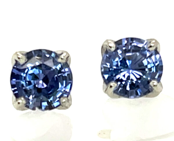 AGL Certified Brilliant Ceylon Blue Sapphire (H)* Stud Earrings 14KWG 2.02 ctw