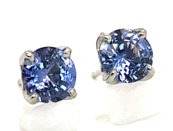 AGL Certified Brilliant Ceylon Blue Sapphire (H)* Stud Earrings 14KWG 2.02 ctw - Image 3