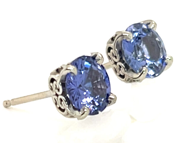 AGL Certified Brilliant Ceylon Blue Sapphire (H)* Stud Earrings 14KWG 2.02 ctw - Image 4