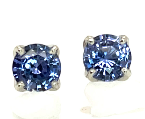 AGL Certified Brilliant Ceylon Blue Sapphire (H)* Stud Earrings 14KWG 2.02 ctw - Image 5