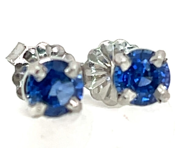 Platinum AAA+ Rated Ceylon Blue Sapphire (H)* Stud Earrings 0.78 ctw