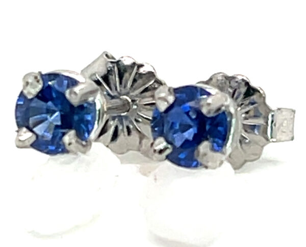 Platinum AAA+ Rated Ceylon Blue Sapphire (H)* Stud Earrings 0.78 ctw - Image 2