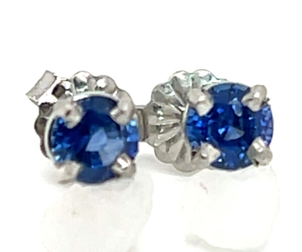 Platinum AAA+ Rated Ceylon Blue Sapphire (H)* Stud Earrings 0.78 ctw - Image 3