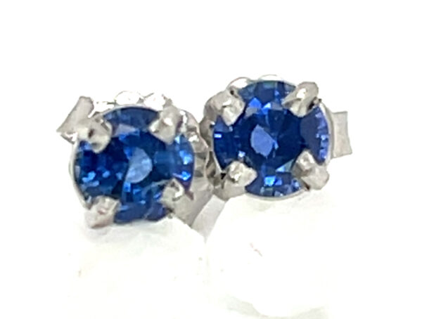 Platinum AAA+ Rated Ceylon Blue Sapphire (H)* Stud Earrings 0.78 ctw - Image 4