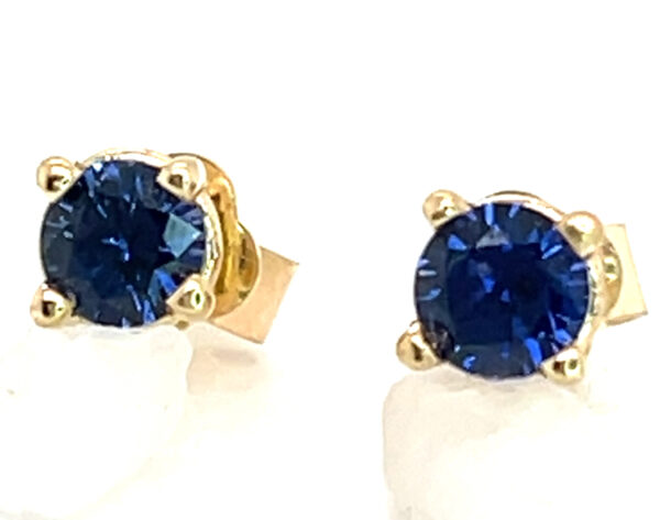 Dark Blue Ceylon Sapphire (H)* Studs 14KWG 0.64 ctw